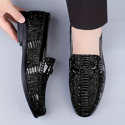 Men's Cow Leather Slip-On Dress Shoes with Soft Rubber Sole