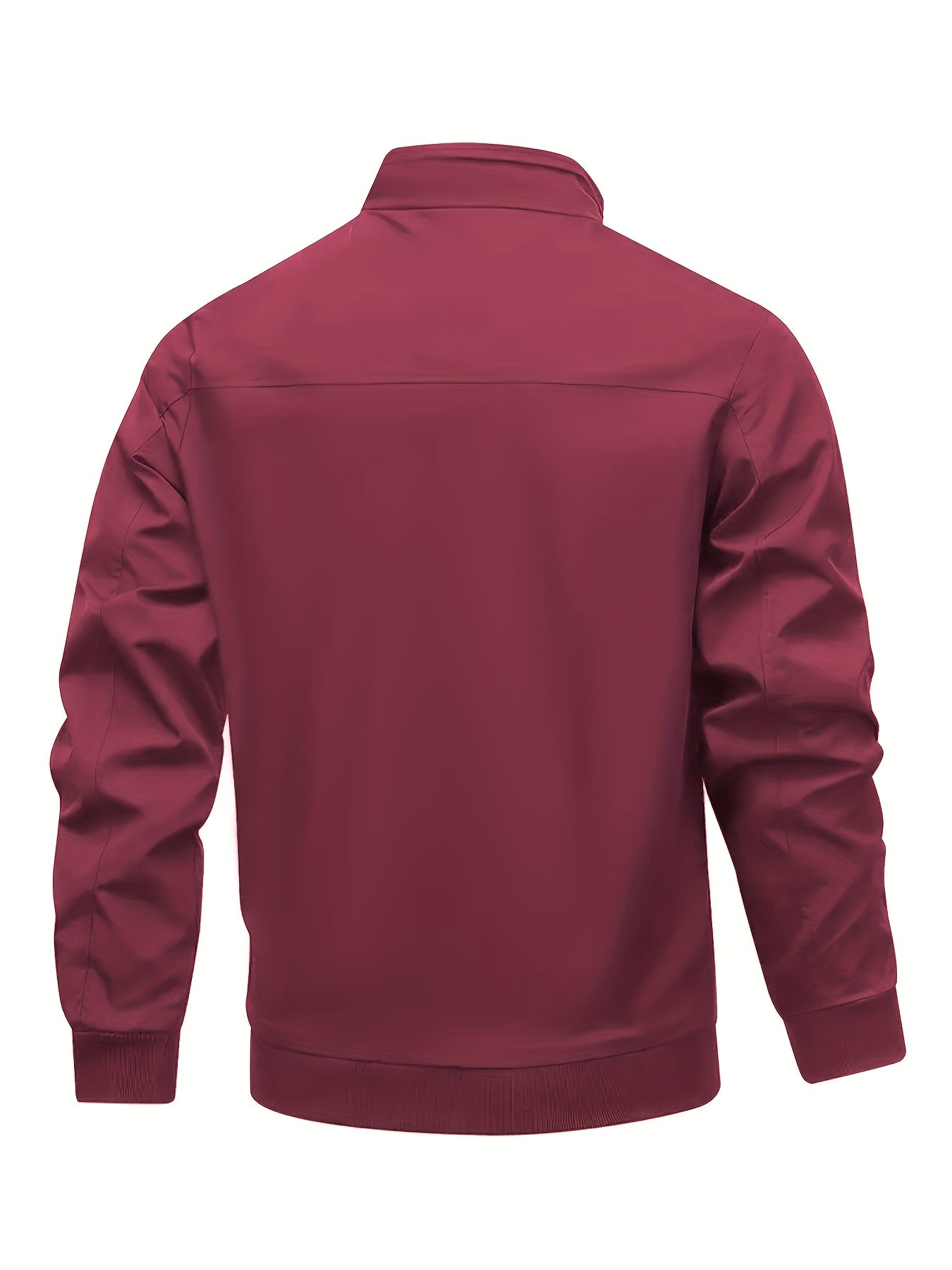 Men's Academic Jacket - Burgundy (Deep Red), Zip-Up Front Closure, Structured Non-Stretch Fabric, Zippered Pockets - Formal & Casual Outerwear for Office, Events, Everyday - Easy-Care Coat, Dressy Jacket, Houndstooth Pattern