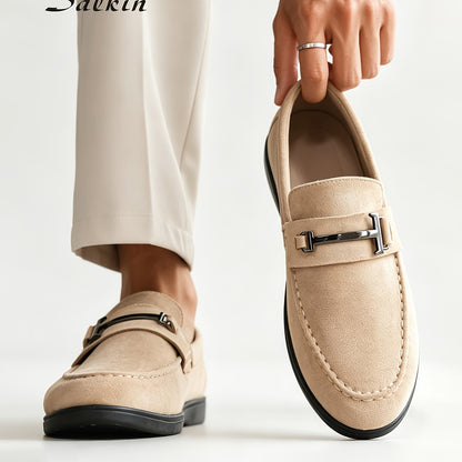 Men's Slip-On Casual Loafers Stylish Fabric Business Shoes