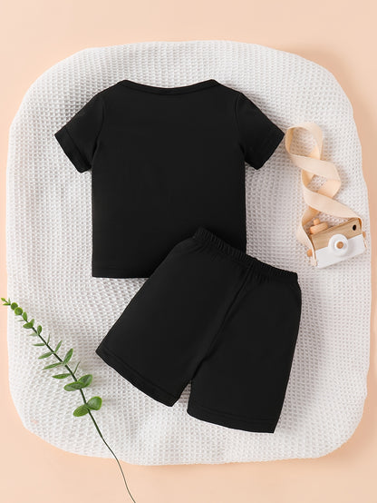 Newborn Baby Boy Casual Animal Print T-Shirt & Shorts Set