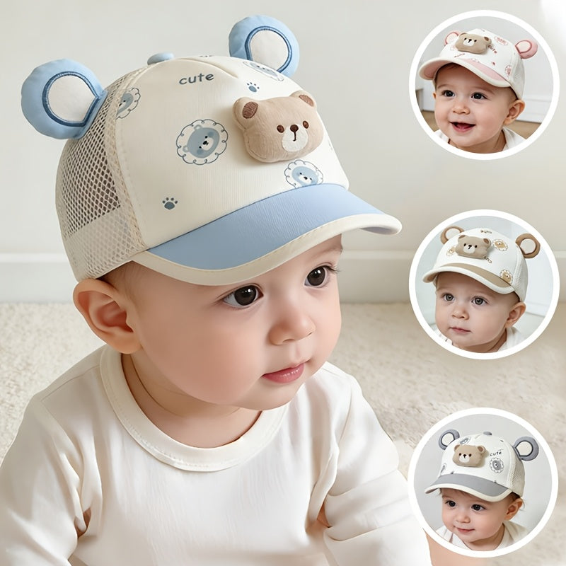 Baby Baseball Cap with Bear Pattern for Spring & Summer