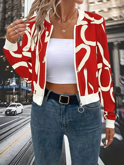 Կանացի ոճային սև-սպիտակ աբստրակտ նախշերով կայծակաճարմանդով կարդիգան բաճկոն - երկար թևքերով առօրյա սվիտեր գոտիով, բոլոր եղանակների համար, առօրյա հագուստի բաճկոն | Ժամանակակից առօրյա բաճկոն | կայծակաճարմանդով բաճկոն