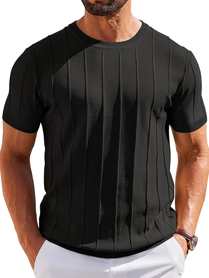 Men's Summer Knit Crew Neck Short Sleeve T-Shirt