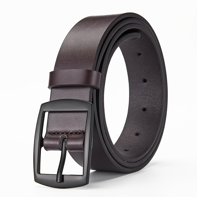 CKIRUV Men'S Elegant Faux Leather Belt with Alloy Buckle, Fashionable Business Casual Accessory, Ideal Valentine's/Mardi Gras/Campus Gift, Black