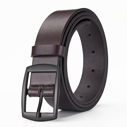CKIRUV Men'S Elegant Faux Leather Belt with Alloy Buckle, Fashionable Business Casual Accessory, Ideal Valentine's/Mardi Gras/Campus Gift, Black