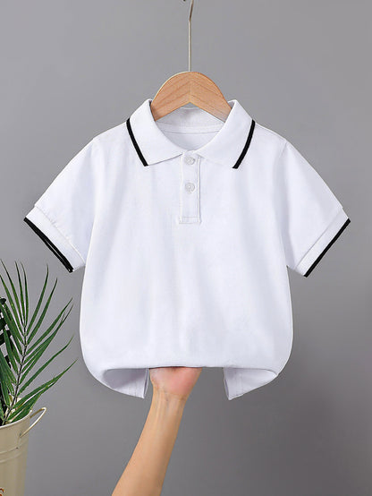 Kids' Cotton Polo Shirt Summer Casual Short Sleeve Top