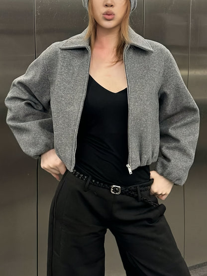 OUTTA BOX Աշուն/Ձմեռ առօրյա նորաձև էլեգանտ թվիդե թռիչքային բաճկոն կանացի երկար թևքերով վերարկու