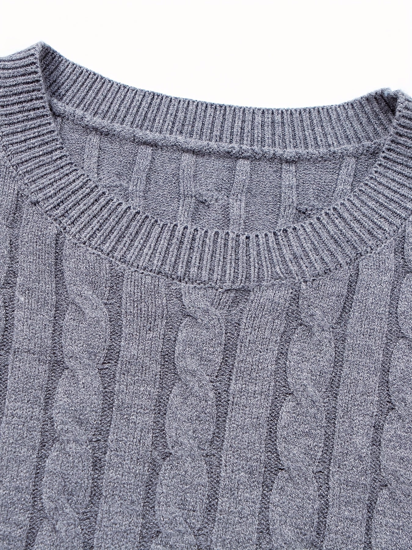 Men's Thick Winter Knit Sweater - High-Elastic Breathable Round Neck Pullover with Cross-Over Collar & Asymmetric Hem, Warm Casual Sweater for Fall/Winter, Machine Washable (Suitable for Daily Wear, Parties, Skiing) - Non- So