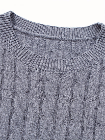 Men's Thick Winter Knit Sweater - High-Elastic Breathable Round Neck Pullover with Cross-Over Collar & Asymmetric Hem, Warm Casual Sweater for Fall/Winter, Machine Washable (Suitable for Daily Wear, Parties, Skiing) - Non- So