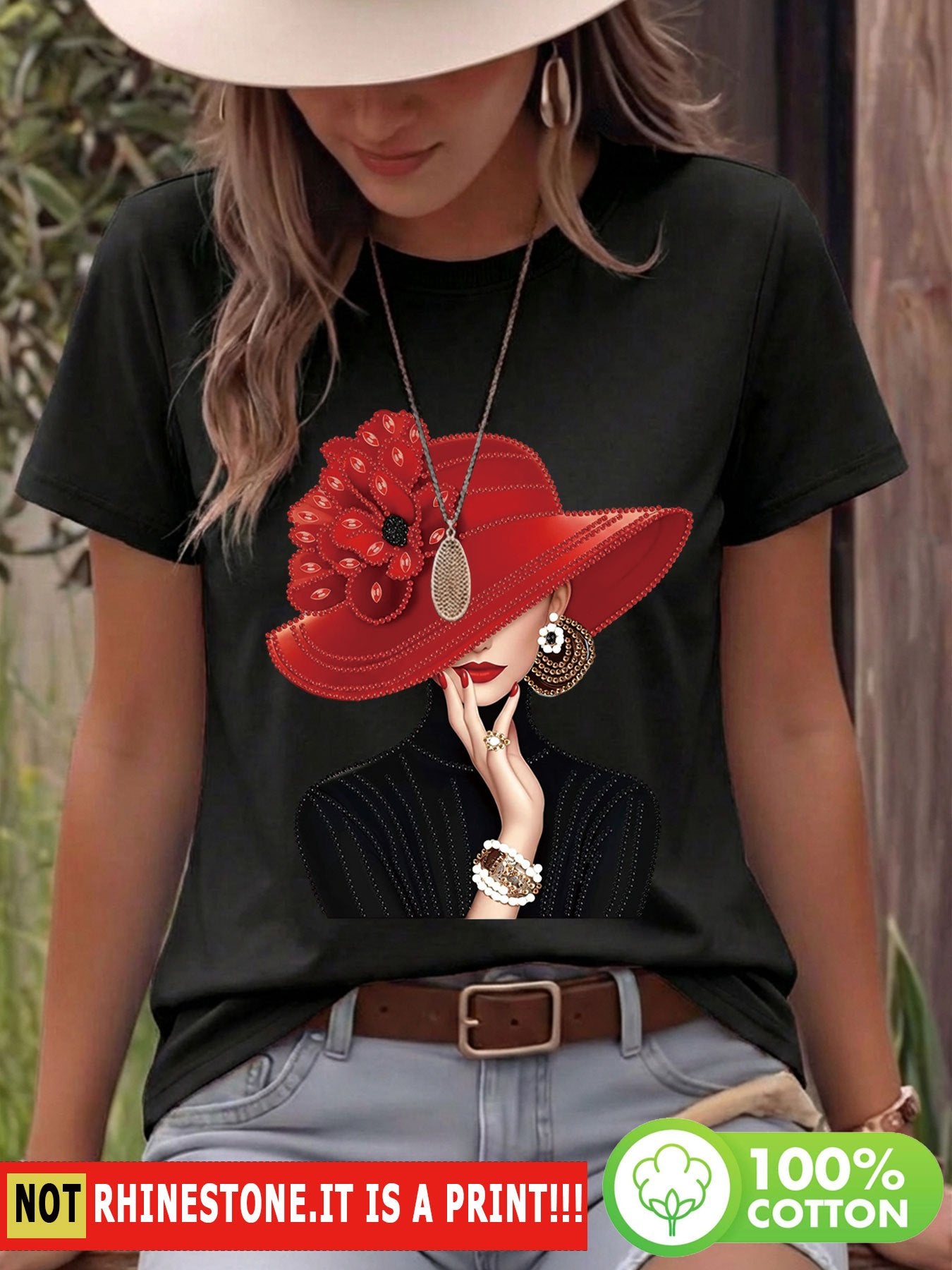Women's Spring Summer Cotton Casual Floral Print T-Shirt