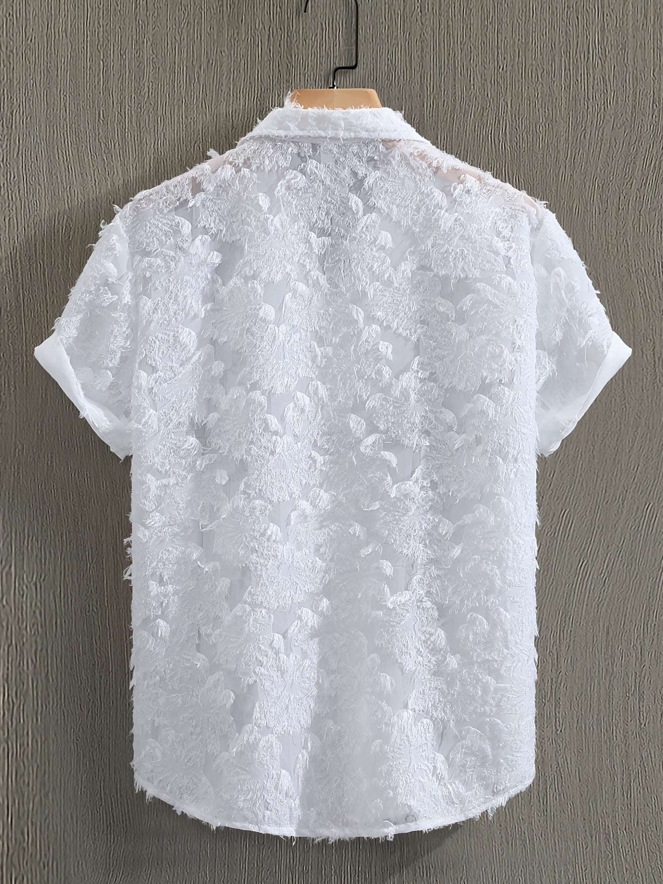 Men's Casual Short-Sleeve Polyester Shirt for Spring and Fall