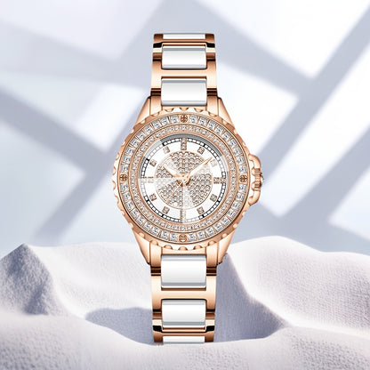 Elegant Women's Quartz Watch with Stainless Steel Band