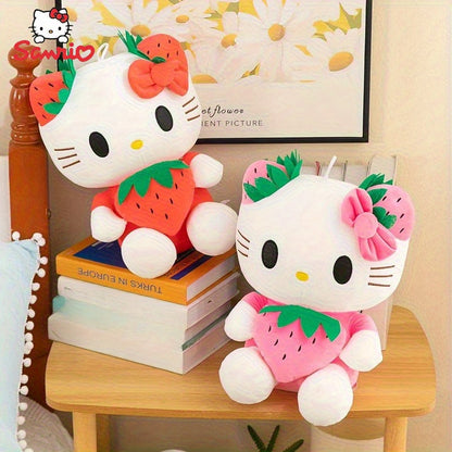 Sanrio Hello Kitty Y2K Style Plush Toy - Strawberry & Watermelon Fruit Design, Soft Polyester Cute Cartoon Character for Room Decor, Birthday Gift, 0+ Age