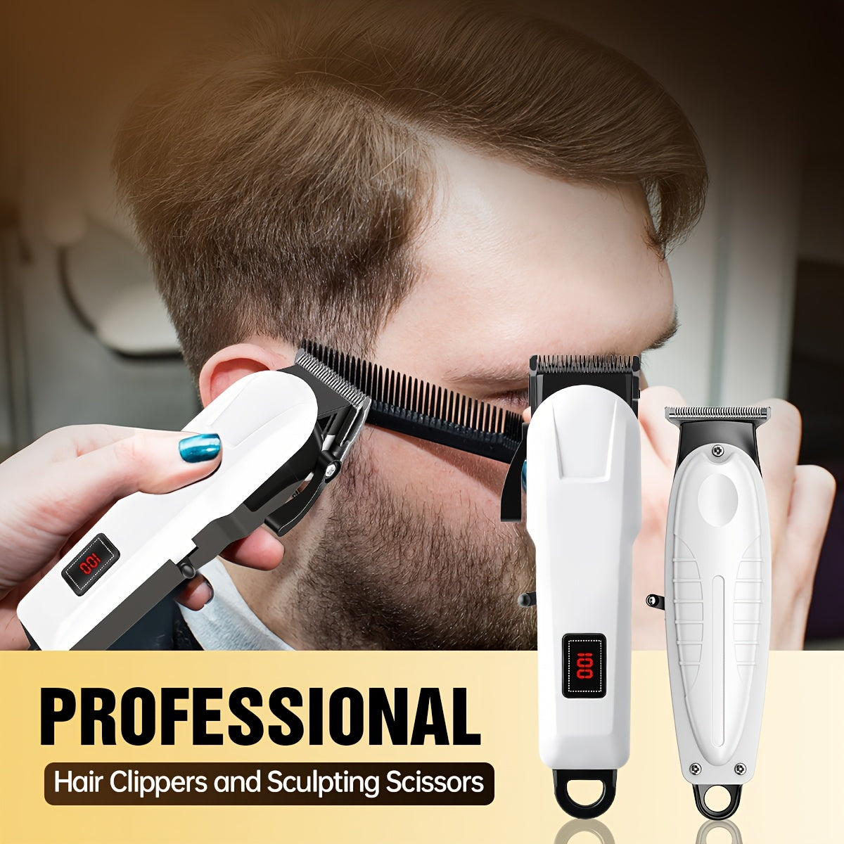 2pcs/3pcs Men's Electric Hair Clipper Set & Beard Trimmer Set. Home-use electric hair clipper + sculpting trimmer + reciprocating shaver. Haircutting, shaving, sculpting, and sideburn trimming. Christmas gift. for home, car,
