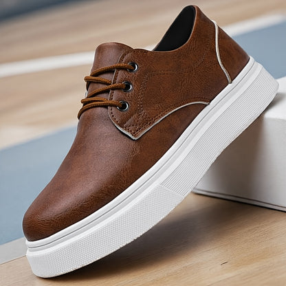Plus-Size Men's Low-Top Skate Sneakers, Casual PU Shoes