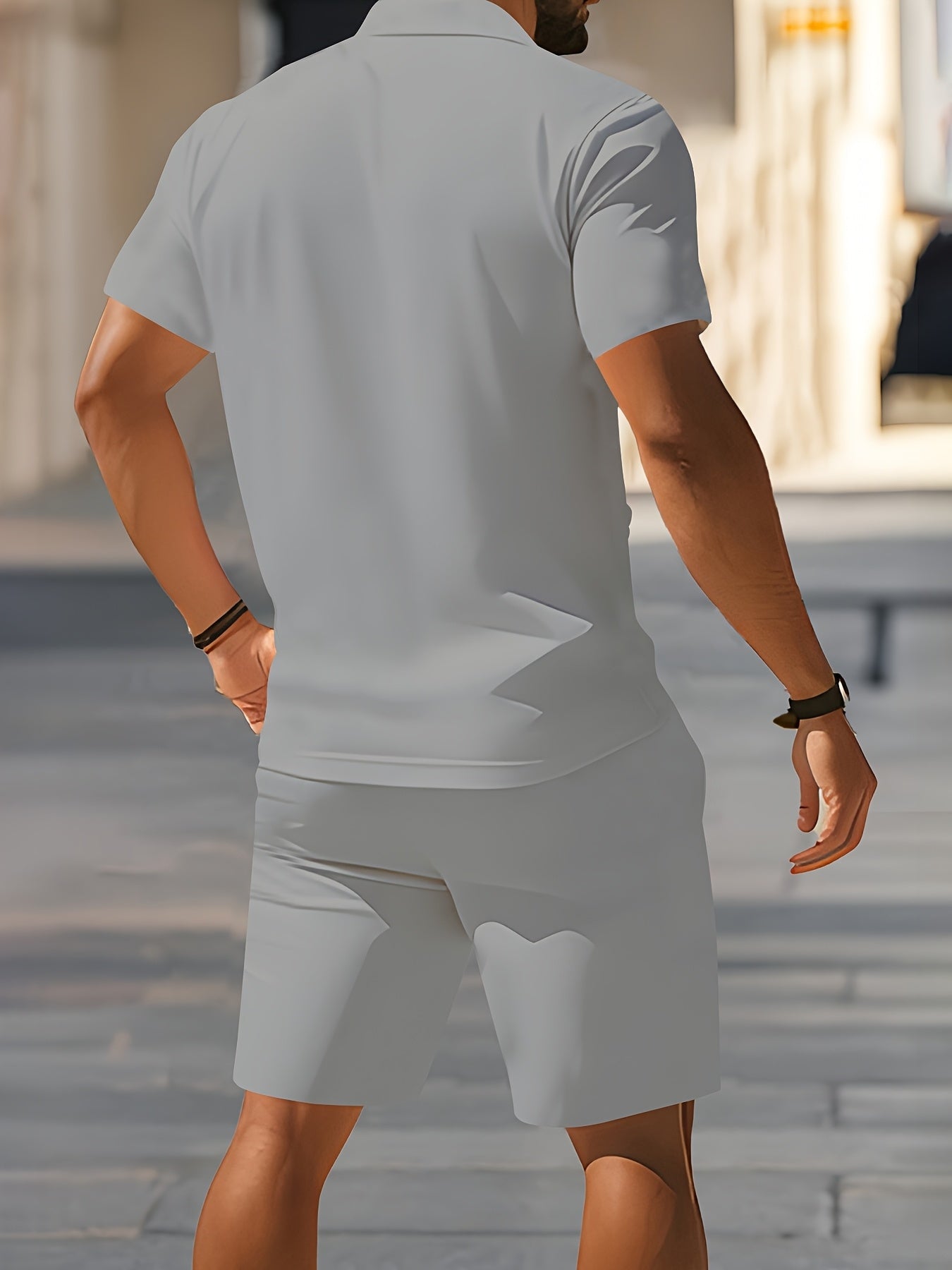 Men's Light Business Polo Suit with Lapel Collar for Summer