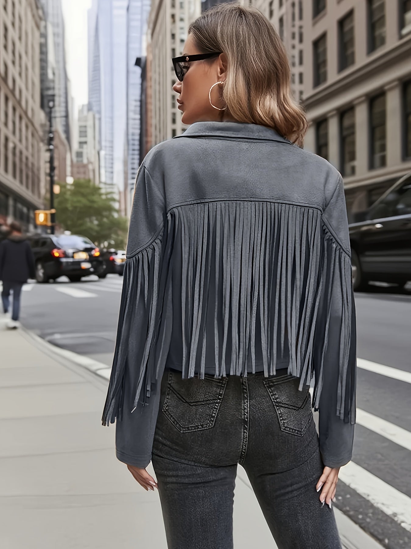 Plus Size, Women's Plus Size Elegant Long Jacket Coat - Soft Formal Lapel collar, All-Season Chic Outerwear for Office, Party, Everyday - Plus Friendly Elegant Jacket for Women, Party Attire, Suedelike Texture, Fuzzy Textured