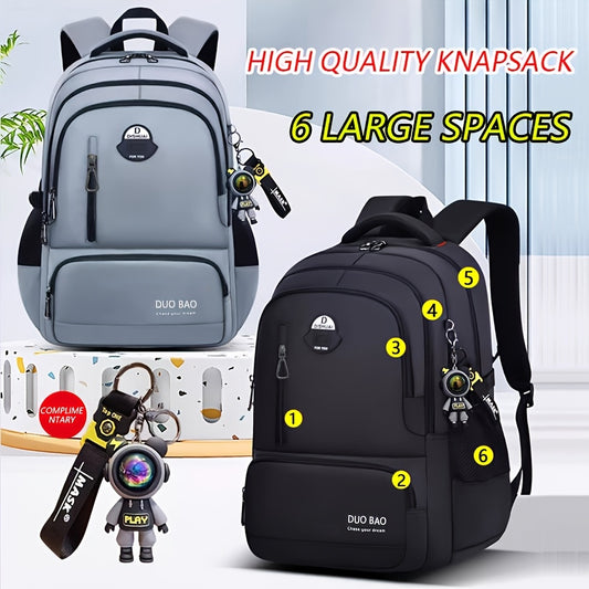 1pc DUO BAO High-Quality Knapsack - Stylish Gray  Black Backpack with 6 Large Compartments, Durable Oxford Fabric, Ideal for School, Travel, and Fitness, Casual Style, Travel Backpack   Stylish Backpack   Durable Backpack
