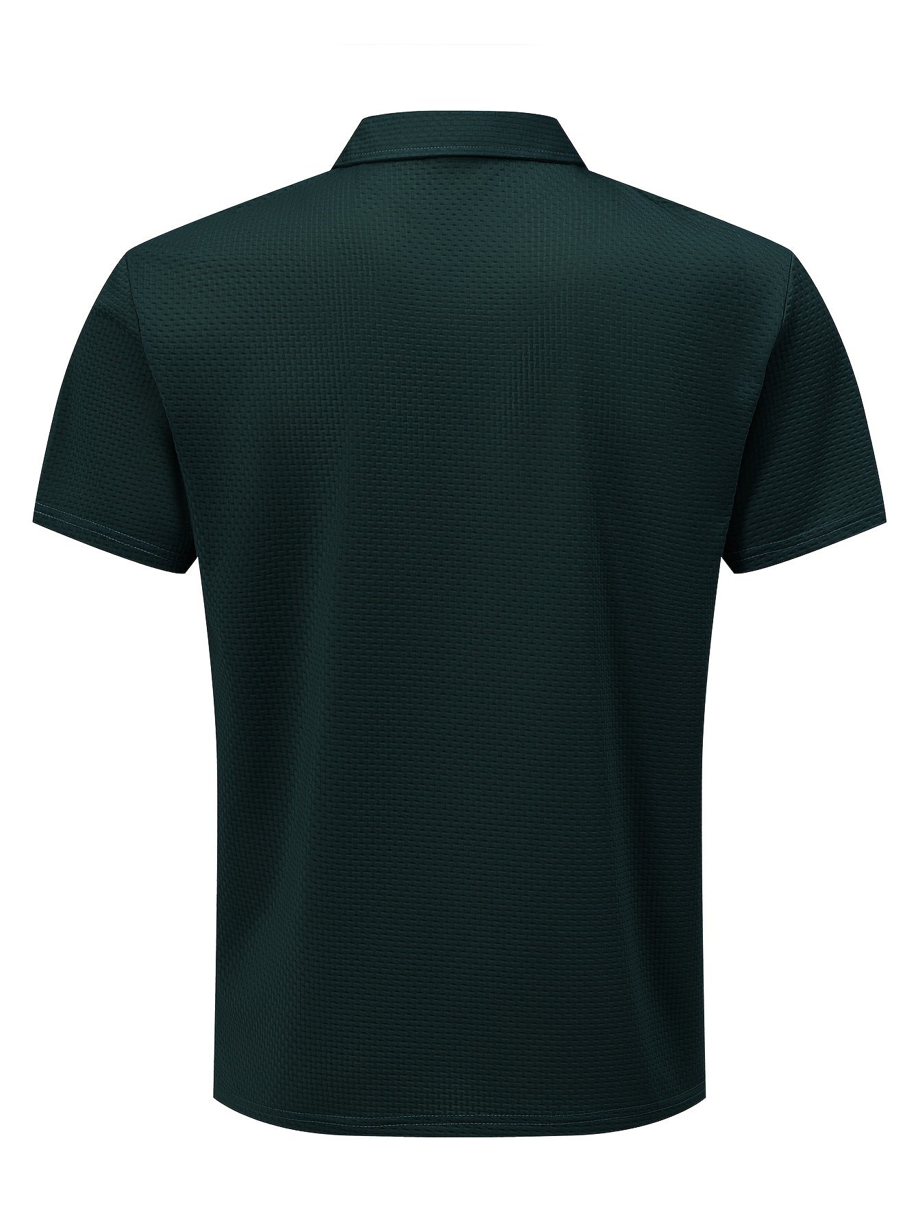 Men'S Middle East Inspired Geometric Pattern Casual Nylon Knit Shirt with Lapel Collar and Button Details, Regular Fit Short Sleeve Breathable Summer Top