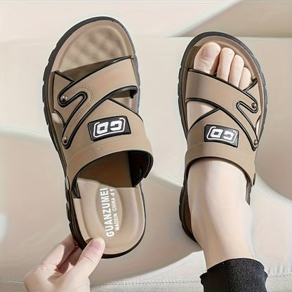Men's Comfortable PU Slip-On Flat Slippers for Casual & Outdoor