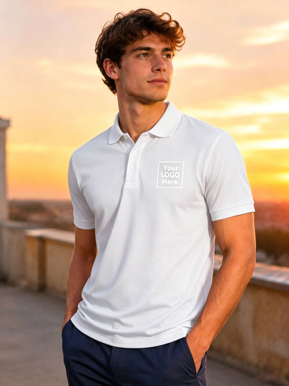 Men's Summer Polo Shirts Custom Logo Short Sleeve Casual Tees