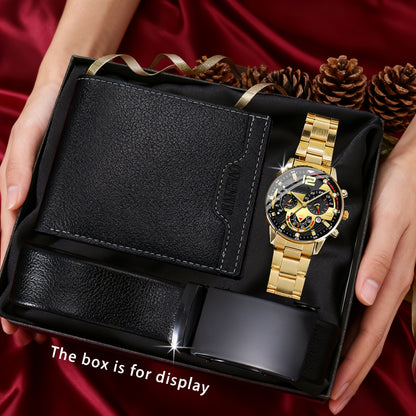 3 հատ տղամարդու ժամացույցների հավաքածու, դրամապանակ և գոտի | Նորաձև, առօրյա, թեթև, շքեղ, հիասքանչ, գեղեցիկ, սպորտային, նորաձև, հարմար է ամենօրյա օգտագործման համար, իդեալական նվեր տոների և ծննդյան օրերի համար, նվերների տուփ չկա