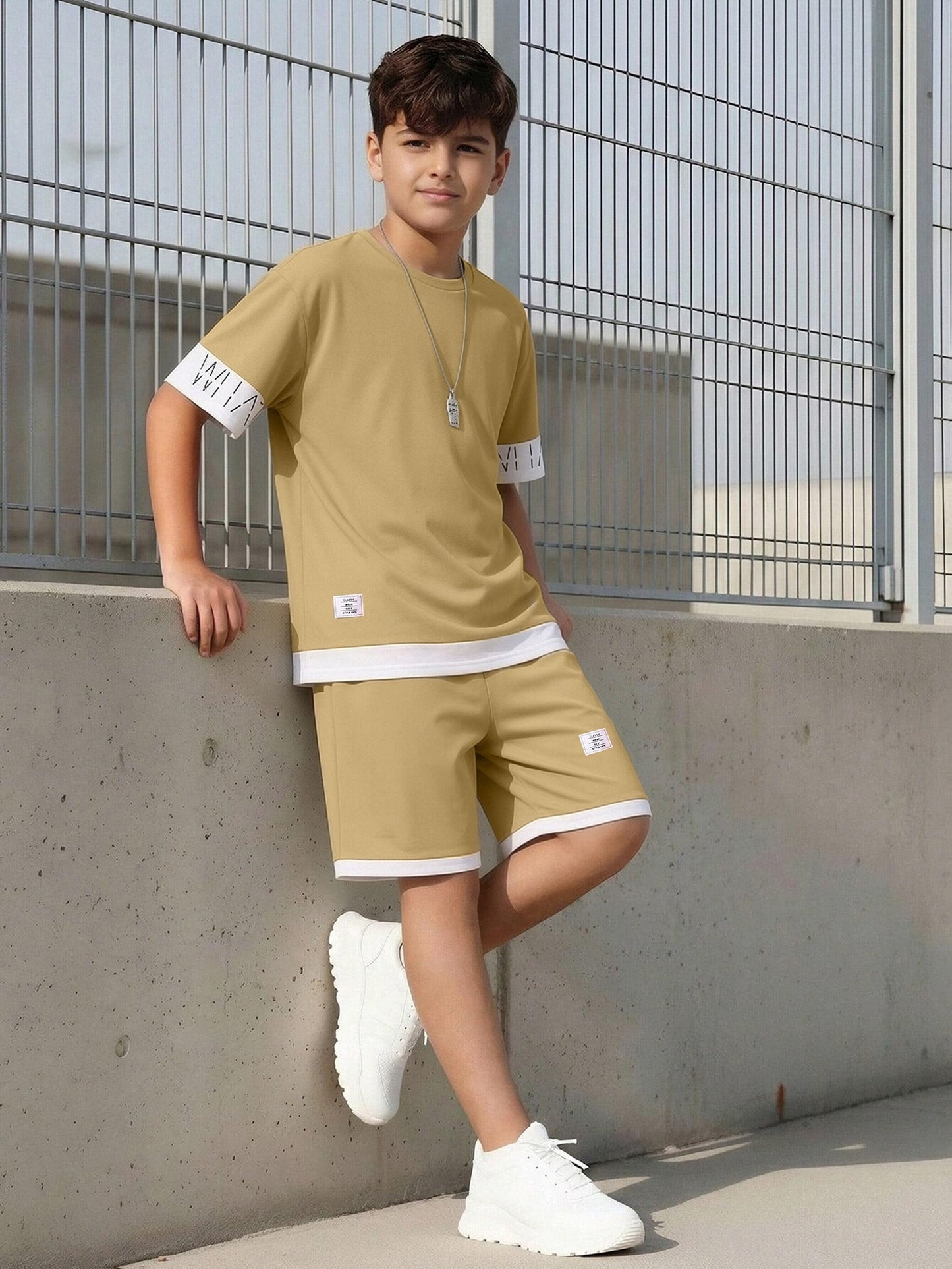 Teen Boys Summer Casual Athletic 2-Piece Set with Letter Print