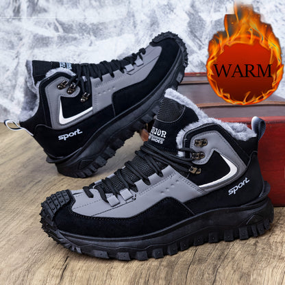 Men's Outdoor Hiking Shoes - Multi-Terrain Breathable Athletic Sneakers for Gym Training, High Elasticity Support & Anti-Slip Design, Lightweight and Warm Snow Sports Footwear
