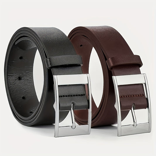 1pc Men's Fashionable PU Leather Belt, Simple And Retro Design, Smooth Buckle, For Men Daily Life, Leisure Time Party Festival Work Christmas Gift