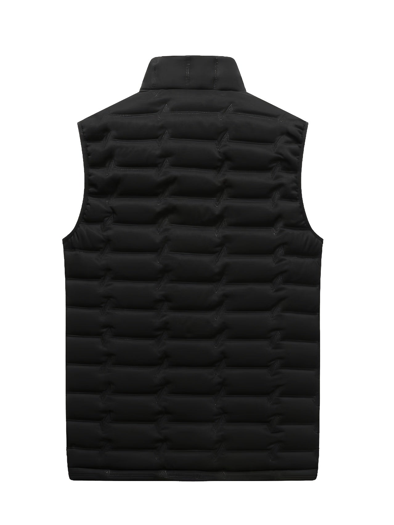 Men's Outdoor Sports Warm Vest Jacket, Stand Collar Multi-Pocket Practical Vest, Soundwave Technology Composite Print Windproof High Quality Sports Jacket - ayq
