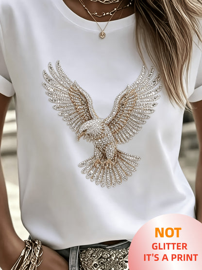 Women's Casual Printed Cotton Blend T-Shirt, Short Sleeve