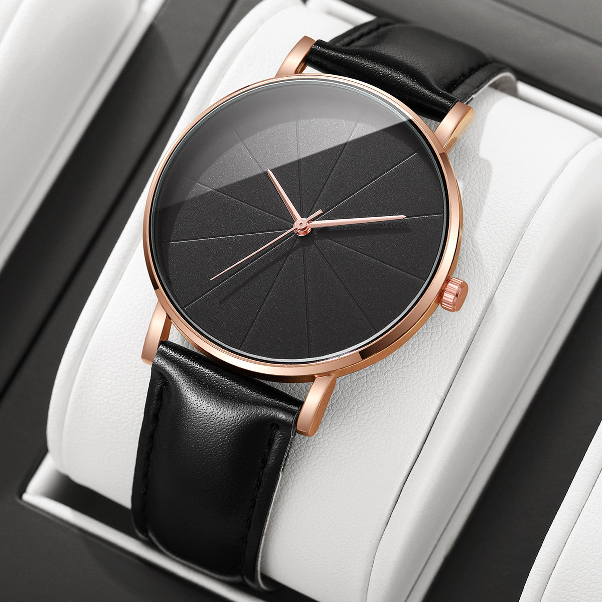 Men'S Luxury Quartz Wristwatch and Jewelry Set | Black Analog Watch with Dual Display, Includes Matching Bracelet, Necklace, and Ring - Ideal for Birthdays, Christmas, Ramadan