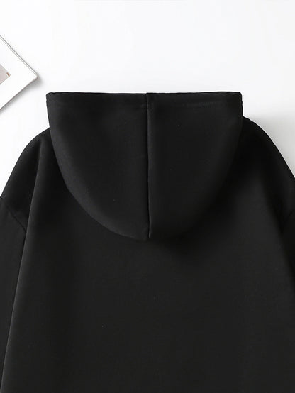 Ladies' Autumn-Winter Casual Hooded Sweatshirt and Pants Set with Shiny Heart Print | Comfortable Fleece-Like Feel, Drawstring Details