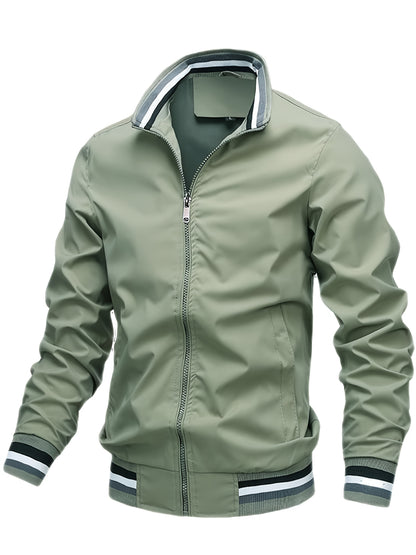 A Men'S Stylish Pilot Jacket, Made of Durable Fabric, Features Classic Striped Details, Perfect for Casual Outings Or Hiking. It Offers a Sense of Confidence And Fashion, Making It an Ideal Gift for Men