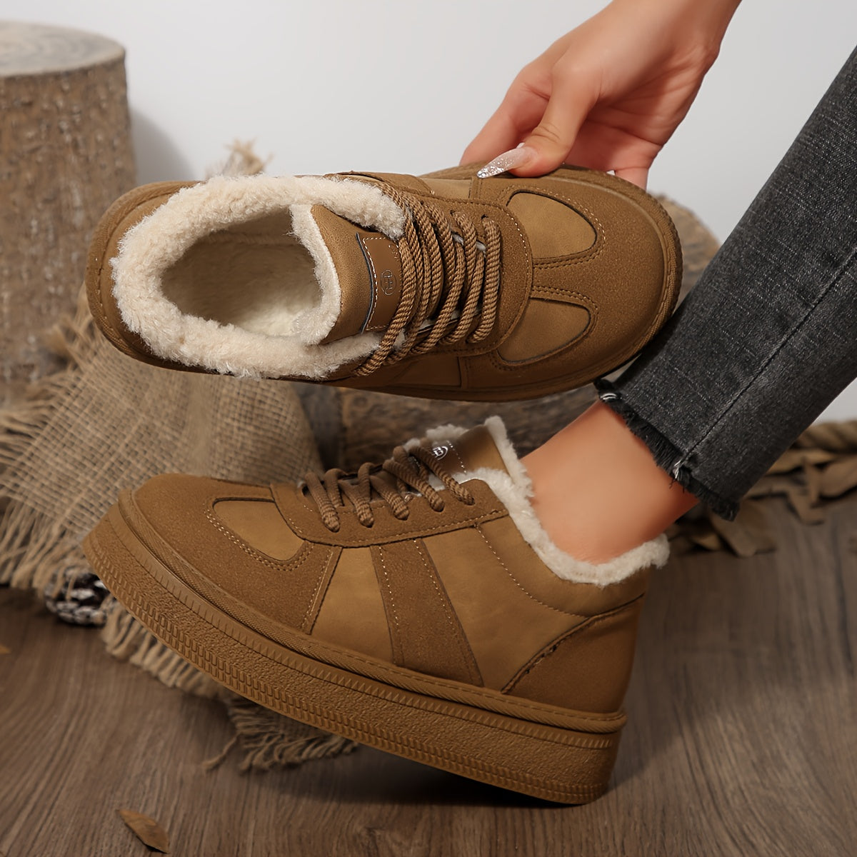 Women'S Winter Boots - Cozy Fleece-Lined Non-Slip Platform Ankle Boots with Lace-Up Closure, Round Toe & Flat Sole for Outdoor Comfort, Casual Winter Footwear, Durable Rubber Sole, Warm Fleece Lining, Y Terrain, Stylish Footw