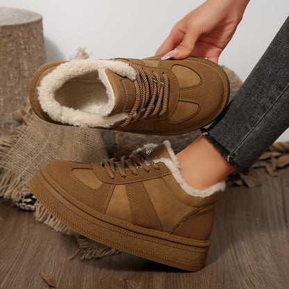 Women'S Winter Boots - Cozy Fleece-Lined Non-Slip Platform Ankle Boots with Lace-Up Closure, Round Toe & Flat Sole for Outdoor Comfort, Casual Winter Footwear, Durable Rubber Sole, Warm Fleece Lining, Y Terrain, Stylish Footw