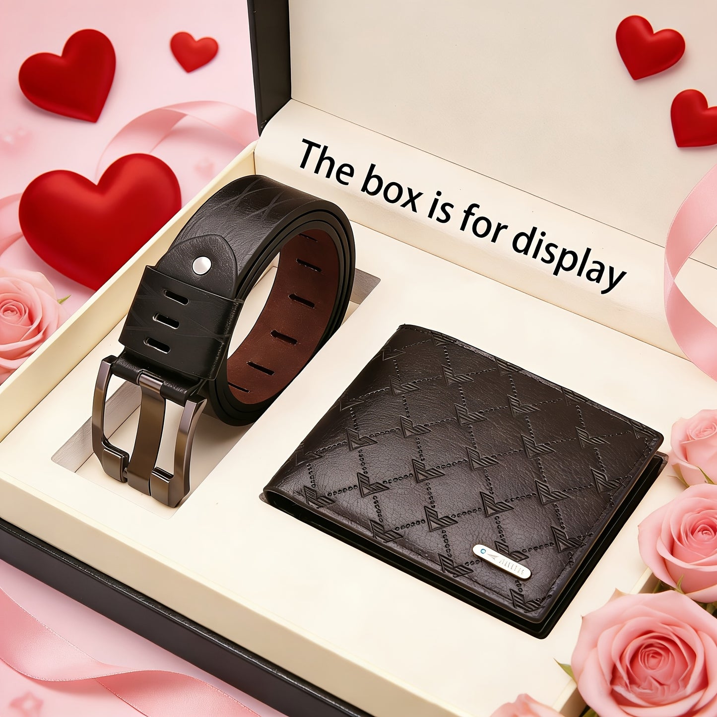 This Men's Belt and Wallet Set Features a Belt Crafted from Textured PU Leather with a Stainless Steel Buckle. Its Minimalist Design Suits Various Occasions, Combining Refined Texture with a Practical Shape. This Stylish and