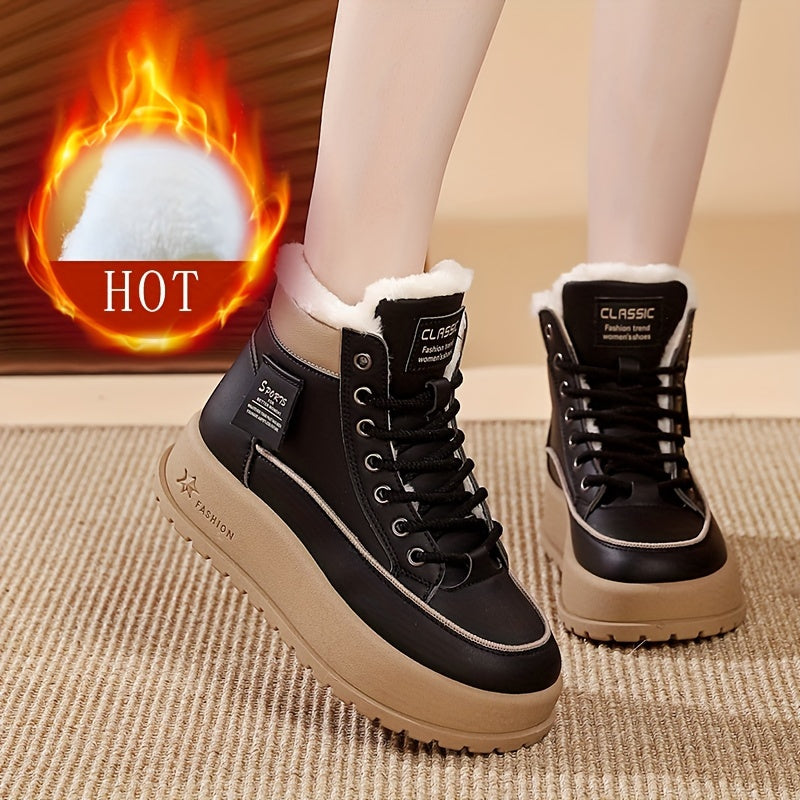 Կանացի մեկուսացված, փափուկ ծածկով ձմեռային կոշիկներ, չսահող, հաստ ներբանով կարճաճիթ կոշիկներ, բրդյա ծածկով բացօթյա ցածր կոշիկներ, ոճային բարձրակրունկ ամենօրյա կոշիկներ ձմռան համար: