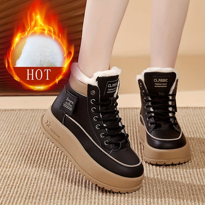 Կանացի մեկուսացված, փափուկ ծածկով ձմեռային կոշիկներ, չսահող, հաստ ներբանով կարճաճիթ կոշիկներ, բրդյա ծածկով բացօթյա ցածր կոշիկներ, ոճային բարձրակրունկ ամենօրյա կոշիկներ ձմռան համար: