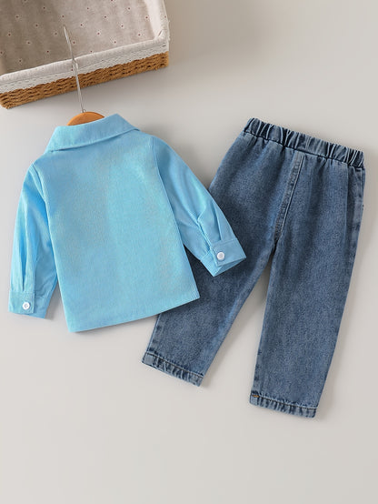 Boys' Cotton Blend Shirt and Jeans Set for Fall/Winter