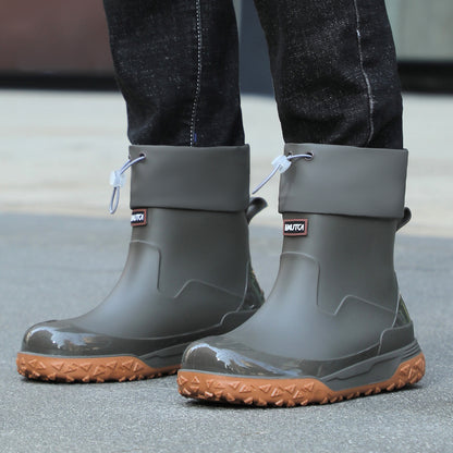 Men's Lightweight Mid-Calf Waterproof Rain Boots for Outdoors