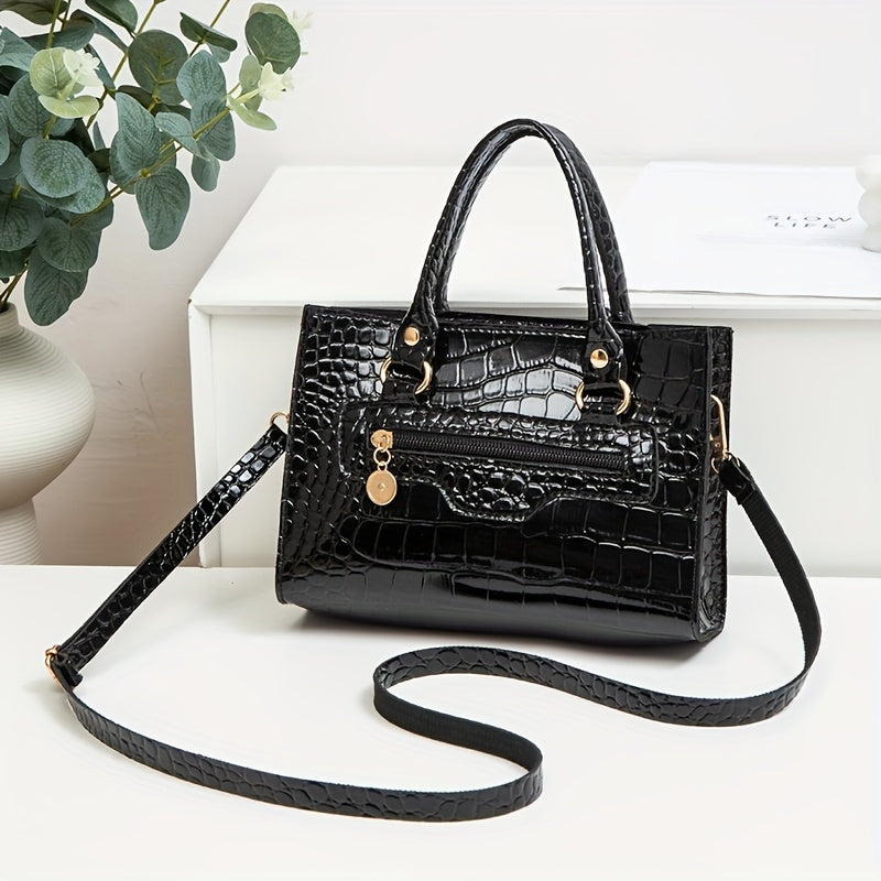 2025 թվականի ամառային նորաձև կանացի միուսով, կոկորդիլոսի նախշերով պայուսակ