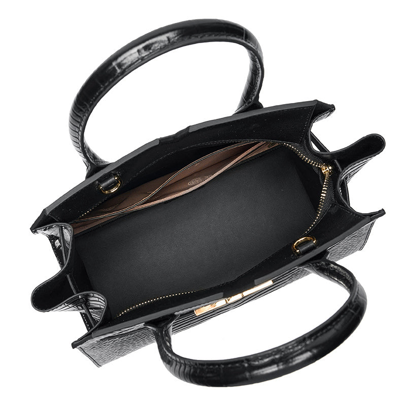 Elegant Crocodile-Pattern Leather Women's Tote & Crossbody Bag