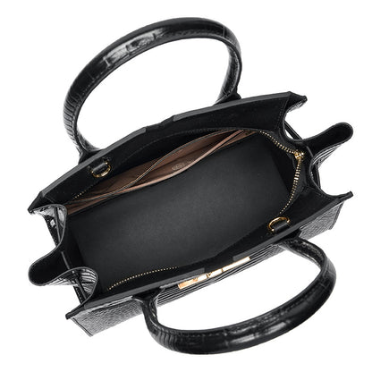 Elegant Crocodile-Pattern Leather Women's Tote & Crossbody Bag