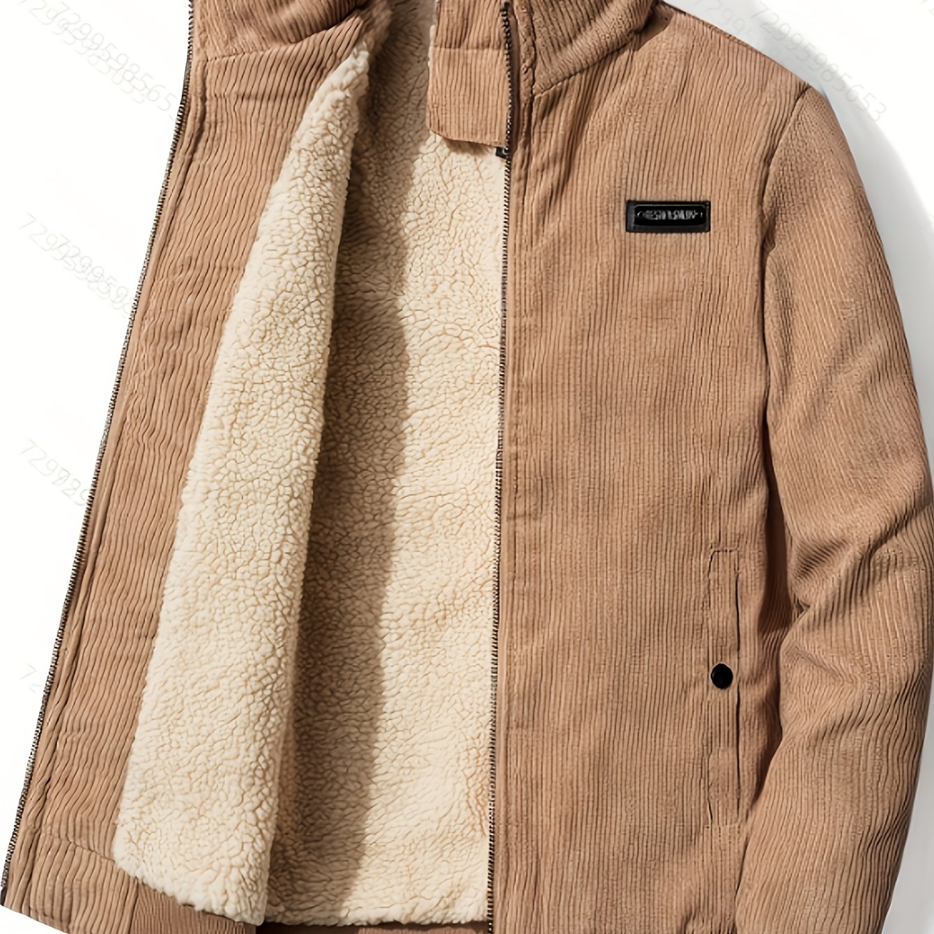 Men's Corduroy Jacket Olive Green - Retro Loose-Fit Full-Zip Winter Coat with Stand Collar & Zippered Pockets, Machine Washable Corduroy Outer (No) for Casual & Formal Wear - Autumn/Winter Outerwear, Womens Coats And Jackets,