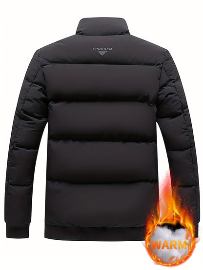 Men's Lightweight Jacket with - Winter Warm Coat, Stand Collar & Zippered Pockets, Beige/ & Black, Machine Washable (No Dry Clean) - Casual & Formal Outerwear for Cold Weather (-Filled)