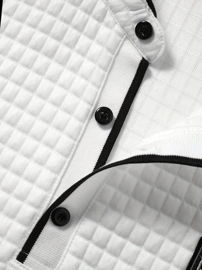 Men's Lightweight Moisture-Wicking Short Sleeve Shirt - Breathable Stretch Fabric, Henley Neck Casual Button-Up for Gym, Summer Outings & Parties (White) - ayq