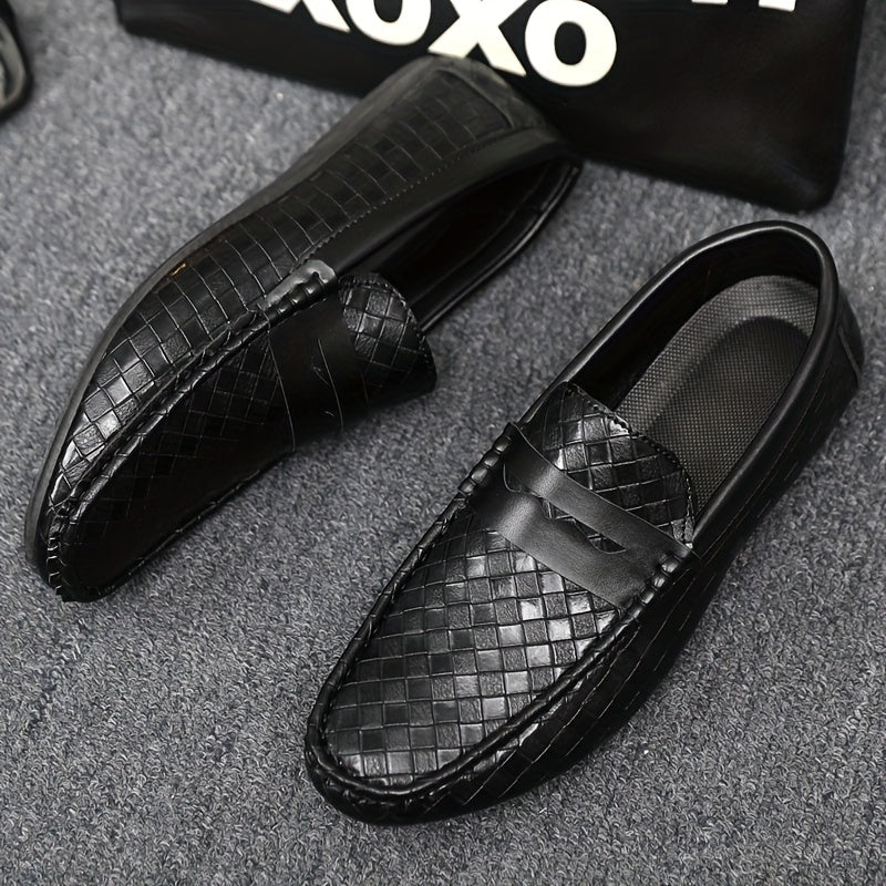 Men'S British Style Loafers - Comfortable Slip-On Moccasins with Round Toe, Faux Cover Upper & PVC Sole, Perfect for Casual Wear, Parties, and Weddings, Wedding Shoes - ayq