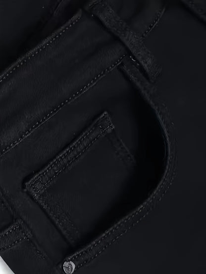 Men's Solid Regular Fit And Cuffed Dress Pants With Pockets, Casual And Chic Pants For Spring And Autumn Business And Formal Occasions, Old Money Style