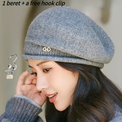 Women's Lightweight Black Beret Hat - Soft, Warm & Elastic Fit